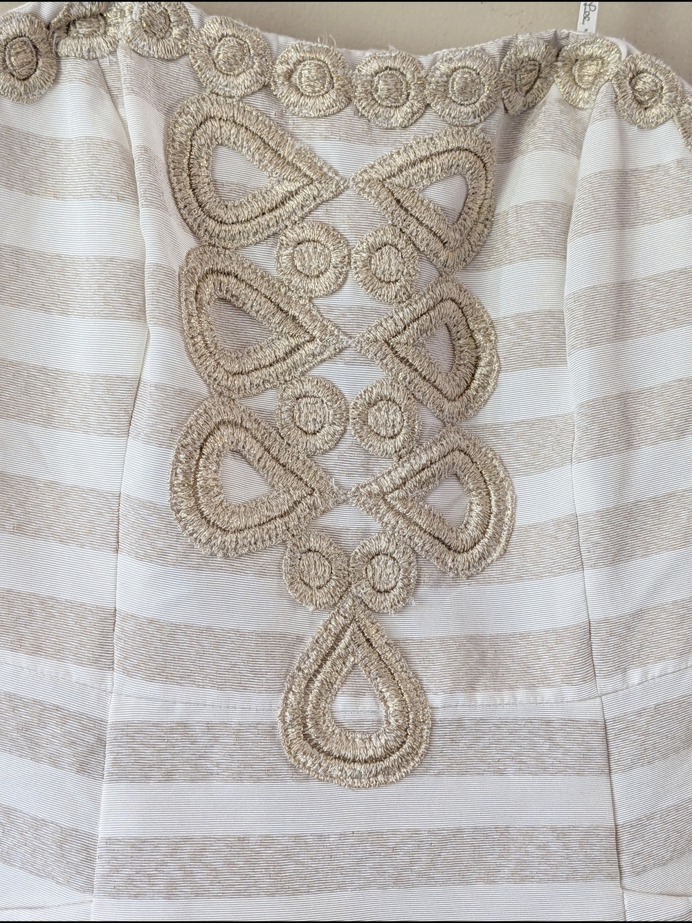 Lilly Pulitzer blossom gold and White & Light Gold Beaded Strapless Mini Dress - Picture 2 of 5